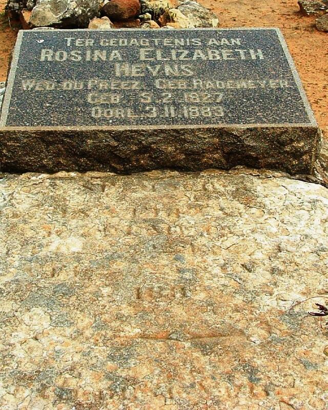 HEYNS Rosina Elizabeth nee RADEMEYER wed. DU PREEZ 1827-1883