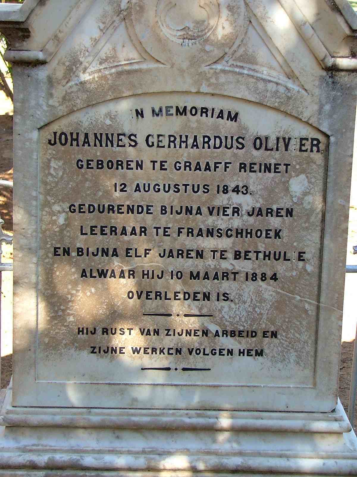 OLIVIER Johannes Gerhardus 1843-1884