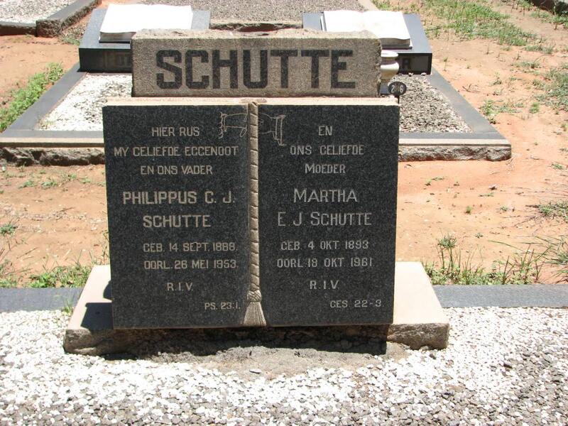 SCHUTTE Philippus C.J. 1888-1953 & Martha E.J.1893-1961