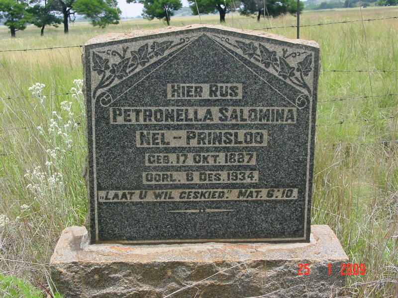 NEL Petronella Salomina nee PRINSLOO 1887-1934