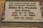 WILKEN Anna M.E. nee DAVEL 1881-1964