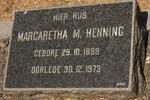 HENNING Margaretha M. 1899-1973