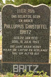 BRITZ Philluppus Christoffel 1933-1953