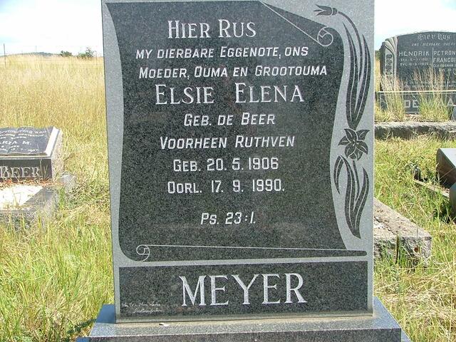 MEYER Elsie Elena,  formerly  RUTHVEN, nee DE BEER  1906-1990