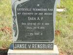 RENSBURG Sara A.P., Janse  v. nee  STEYN 1891-1941