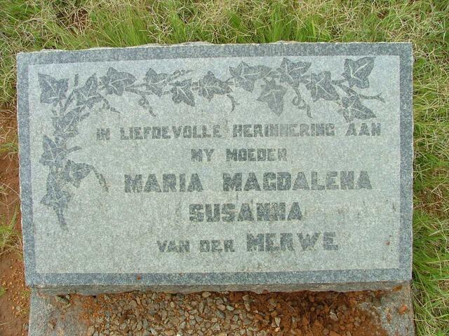 MERWE Maria Magdalena Susanna, van der