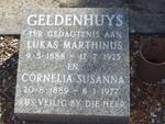 GELDENHUYS Lukas Marthinus 1888-1925 & Cornelia Susanna 1888-1977