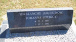 TERBLANCHE Johanna nee GRIEBENOW 1955-2002