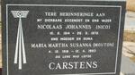 CARSTENS Nicolaas Johannes 1914-1972 & Maria Martha Susanna MOUTON 1918-1993