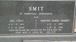 SMIT Jan 1915-2001 & Martha Maria 1927-1992