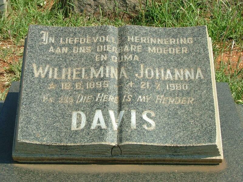 DAVIS Wilhelmina Johanna 1895-1980