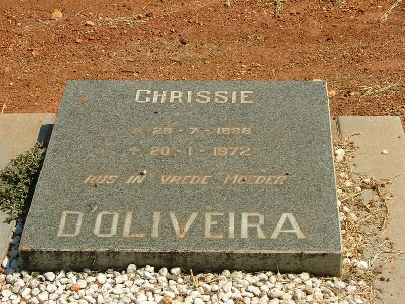 D'OLIVEIRA Chrissie 1898-1972