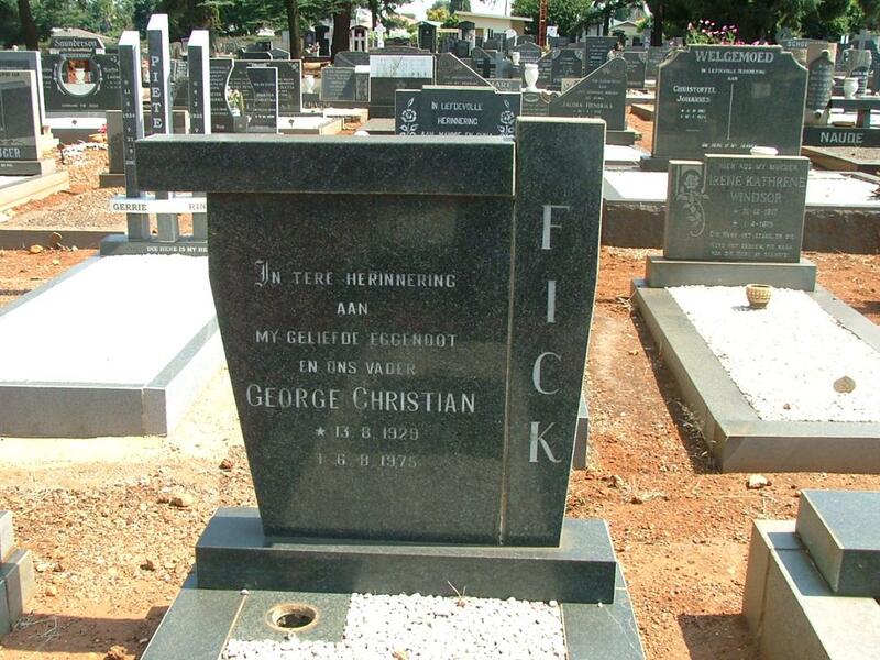 FICK George Christiaan 1929-1975