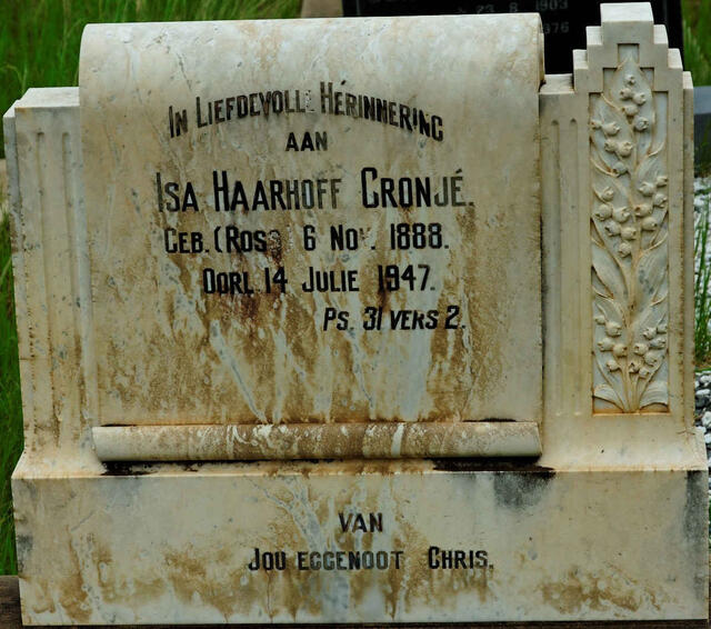 CRONJE Isa Haarhoff nee ROSS 1888-1947