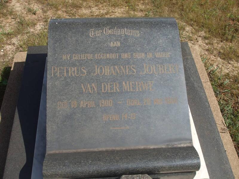MERWE Petrus Johannes Joubert, van der 1900-195?