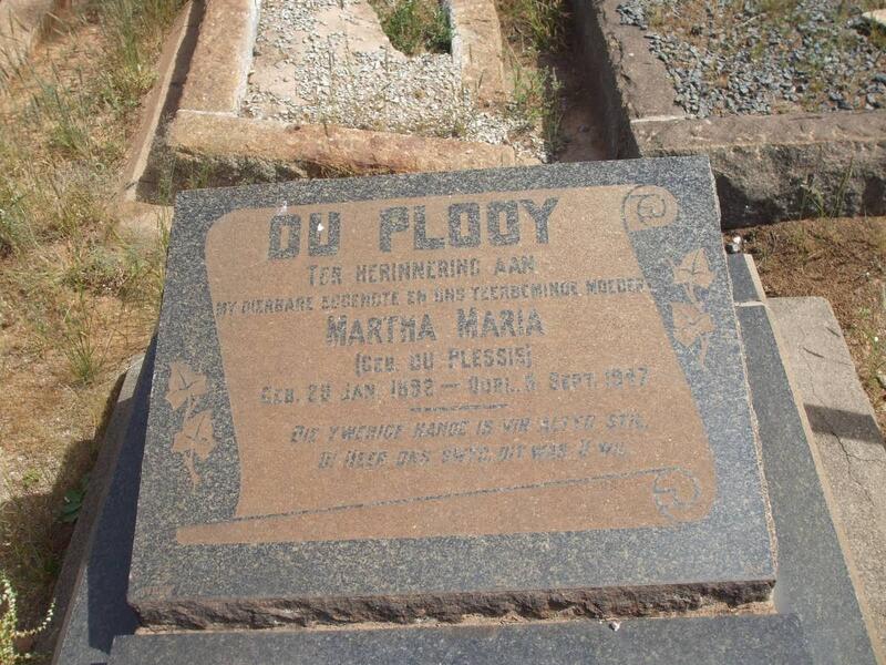 PLOOY Martha Maria, du nee DU PLESSIS 1892-1947