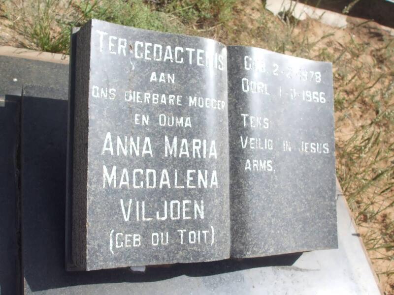 VILJOEN Anna Maria Magdalena nee DU TOIT 1878-1966