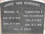 RENSBURG Michael H., Janse van 1870-1946 &  Gebregtha E. GELDERBLOM 1873-1956