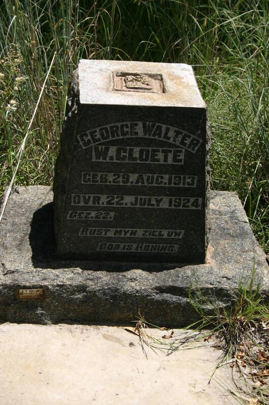 CLOETE George Walter W. 1913-1924