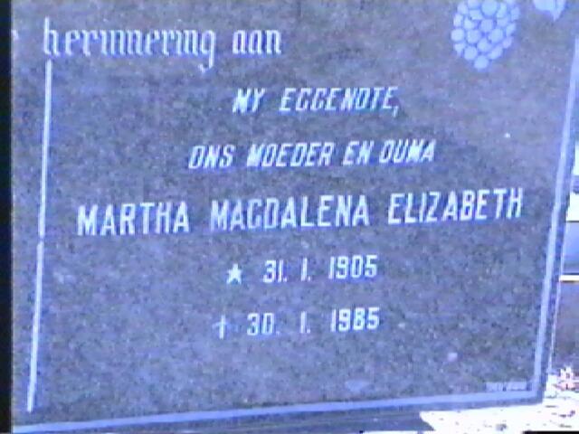 RENSBURG Martha Magdalena Elizabeth, J. van 1905-1985