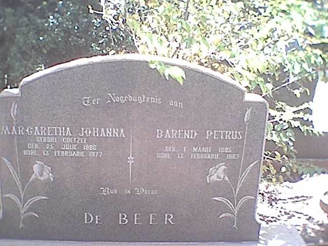 BEER Barend Petrus, de 1885-1967 & Margaretha Johanna COETZEE 1886-1977