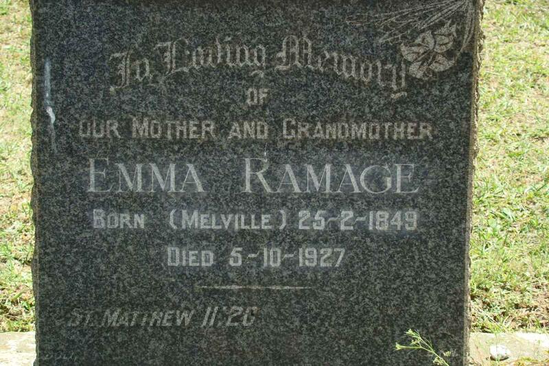 RAMAGE Emma nee MELVILLE 1849-1927