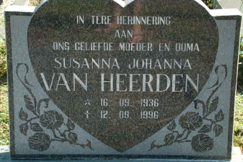 HEERDEN Susanna Johanna, van 1936-1996