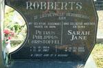 ROBBERTS Petrus Philippus Christoffel 1924-1987 & Sarah Jane 1932-2000