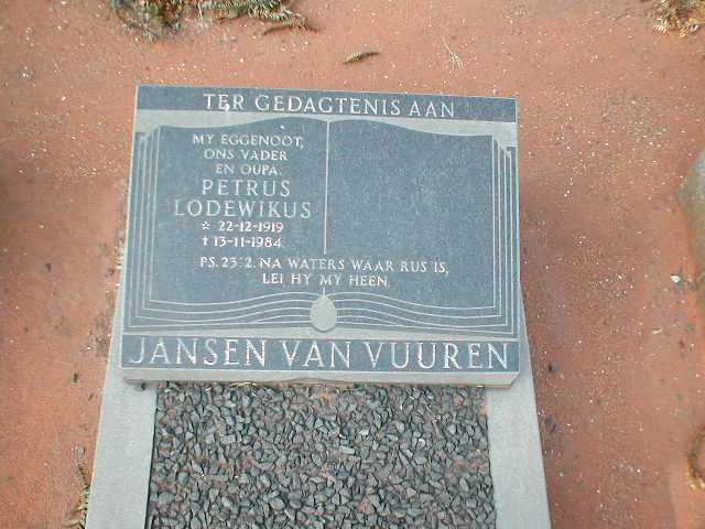 VUUREN Petrus Lodewikus, Jansen van 1919-1984