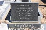 SAAYMAN Aletta Cecilia 1900-1980