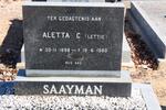 SAAYMAN Aletta C. 1898-1980