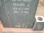 METZ Martha J. 1903-1956