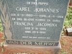MERWE Carel Johannes, van der 1903-1956 & Francina Jacomina 1905-1980