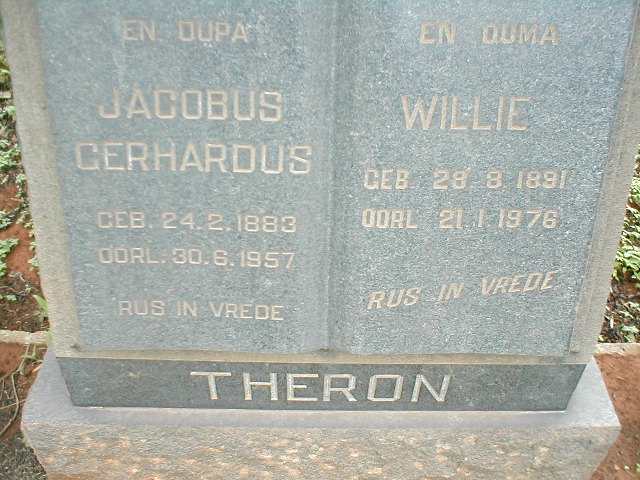 THERON Jacobus Gerhardus 1883-1957 & Willie 1891-1976