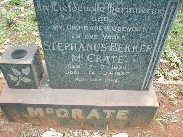 McCRATE Stephanus Bekker 1924-1957