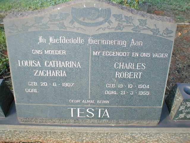 TESTA Charles Robert 1904-1959 & Louisa Catharina Zacharia 1907-