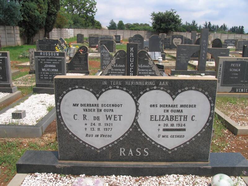 RASS C.R. de Wet 1921-1977 & Elizabeth C. 1924-