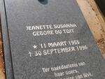 ? Jeanette Susanna nee DU TOIT 1955-1996