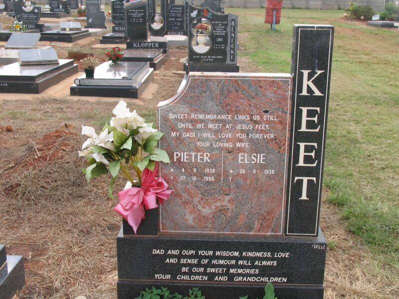 KEET Pieter 1938-1998 & Elsie 1938-