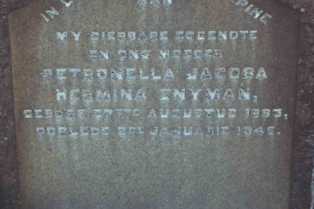 SNYMAN Petronella Jacoba Hermina 1893-1945