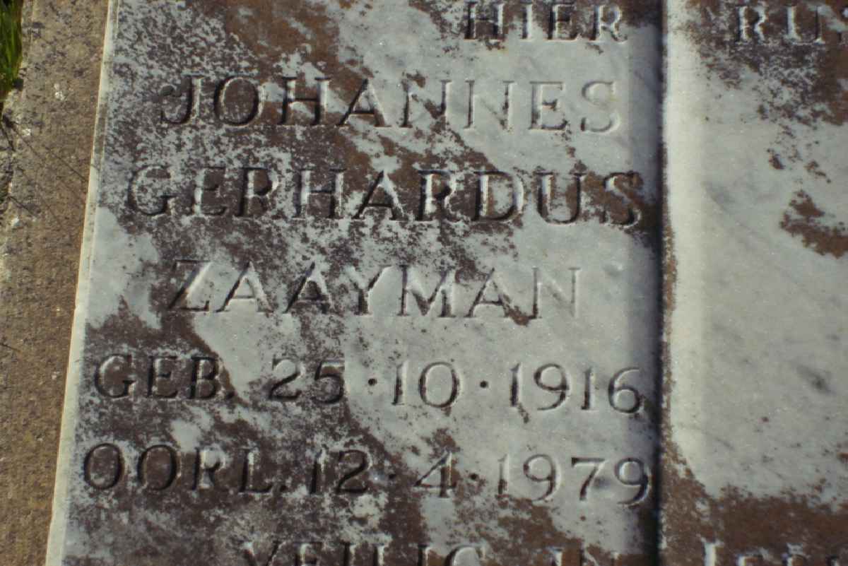 ZAAYMAN Johannes Gerhardus 1916-1979