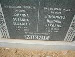 MIENIE Johannes Hendrik Jakobus 1930-1984 & Johanna Susanna Elizabeth 1917-1983