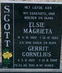 SCOTT Gerrit Cornelius 1922-2002 & Elsie Magrieta 1922-1993