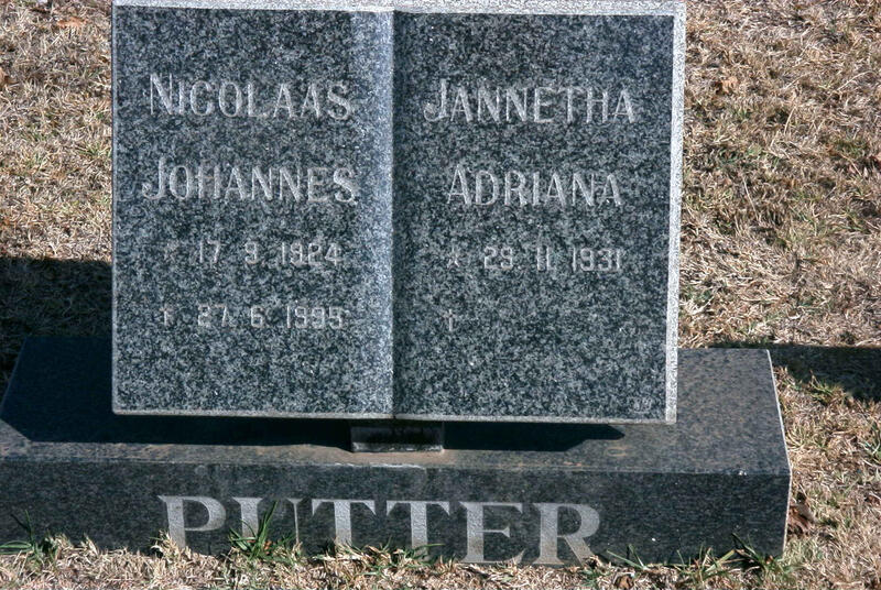 PUTTER Nicolaas Johannes 1924-1995 & Jannetha Adriana 1931-