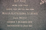 SCHORR Maria Katharina nee WEISS 1878-1951