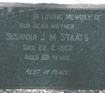 STAATS Susanna J.M. -1953