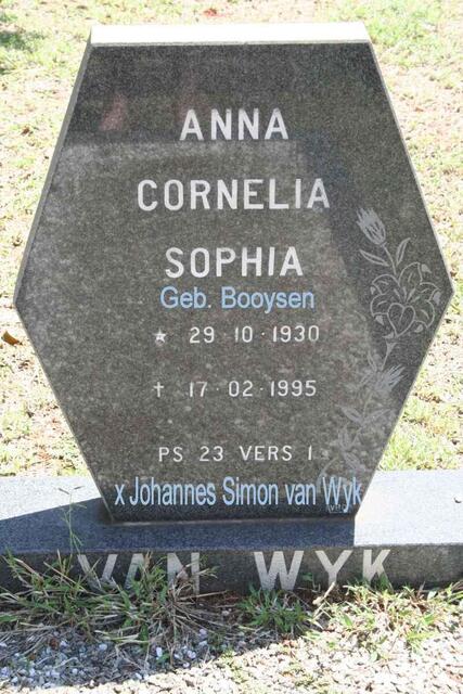 WYK Anna Cornelia Sophia, van nee BOOYSEN 1930-1995
