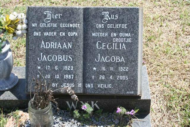 WYK Adriaan Jacobus, van 1923-1987 & Cecilia Jacoba 1922-2005