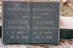 BERRY Theunis Gerhardus 1897-1962 & Elsabe Hendrina KUNZ 1909-1985