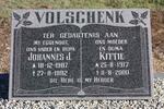 VOLSCHENK Johannes J. 1907-1992 & Kittie 1912-2000